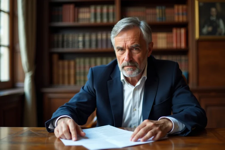 Portrait d'Alain Bauer, criminologue et personnalité publique française, dans son bureau parisien entouré de livres